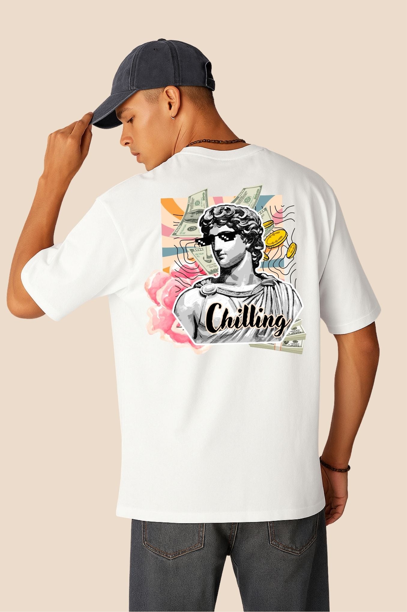 Oversized Cotton Printed T-Shirt for Men - Chilling Thug Life