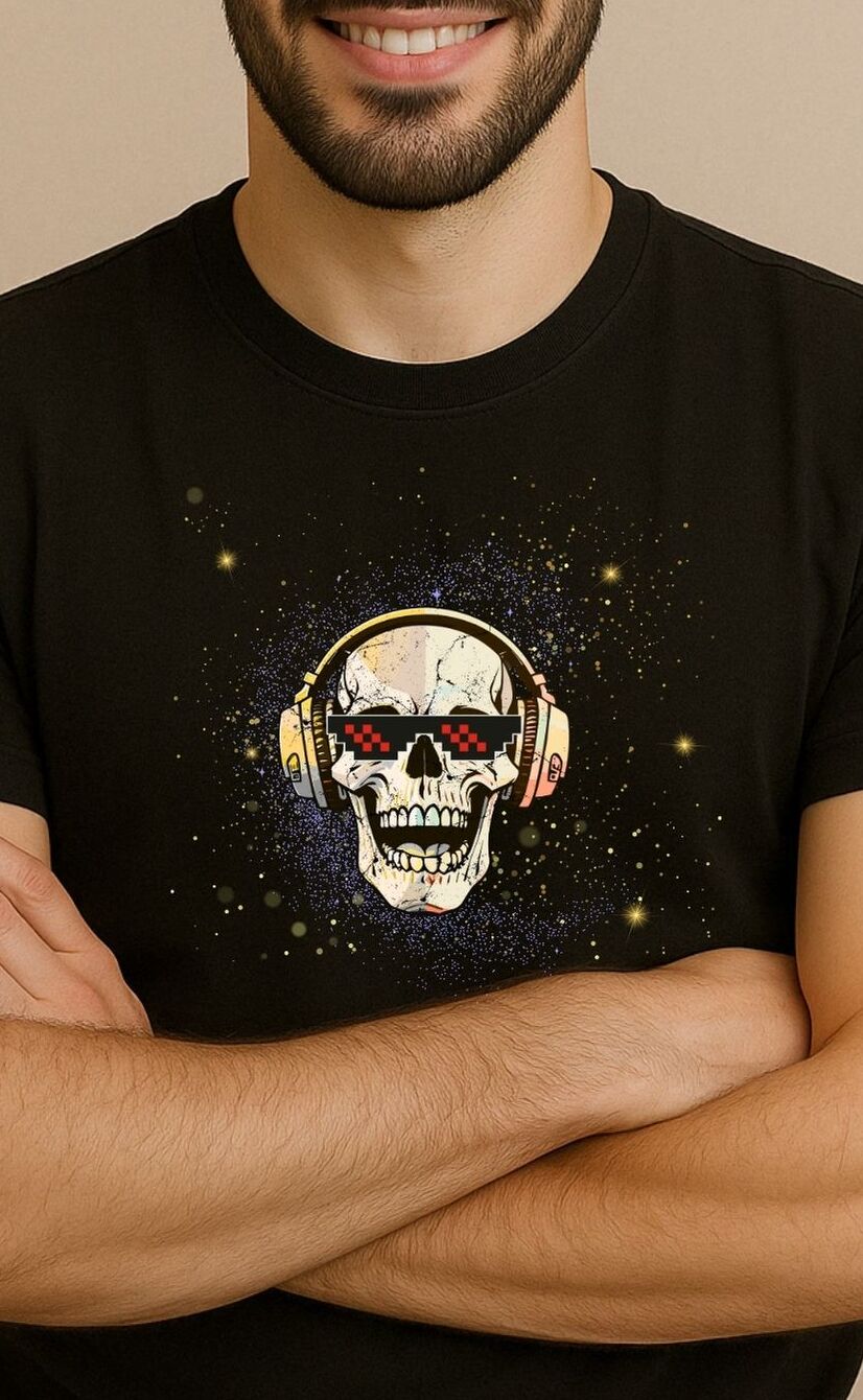 Supima Cotton Graphic T-shirt for Men - Chilling Skull